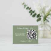 Elegant Sage Green QR Code Site Web Carte RSVP (Debout devant)