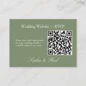 Elegant Sage Green QR Code Site Web Carte RSVP (Devant)