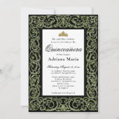 Elegant Sage Green Quinceanera Invitation  (Devant)