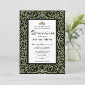 Elegant Sage Green Quinceanera Invitation  (Debout devant)
