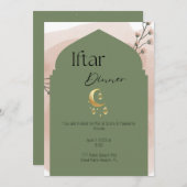 Elégant Sage Green Ramadan Iftar Invitation (Devant / Derrière)