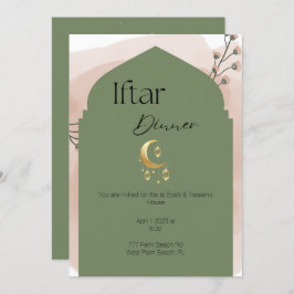 Elegant Sage Green Ramadan Iftar Invitation Kaart