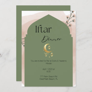 Elegant Sage Green Ramadan Iftar Invitation Kaart