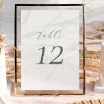 Élégant Sage Green Script Mariage Numéro de table<br><div class="desc">Numéro de table de Mariage de script minimaliste élégant. Découvrez toute la collection pour un thème mariage de coordonnées. Dm pour conseil ou personnalisation</div>