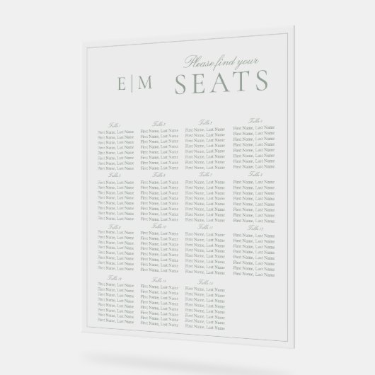 Élégant Sage Green Script Monogramme Siège Mariage (Angle)