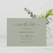 Elegant Sage Green Script Wedding Save The Date (Staand voorkant)