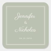 Elegant Sage Green Script Wedding Vierkante Sticker (Voorkant)
