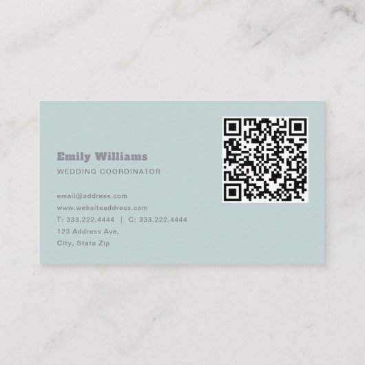 Elegant Sage Green Simple Professional | QR-code Visitekaartje (Achterkant)