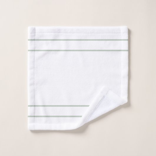 Elégant Sage Green Stripes sur blanc (Gant de toilette)