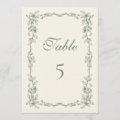Elégant Sage Green Vintage Wedding Numéro de table (Dos)