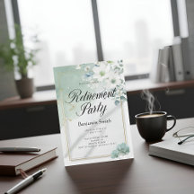 Elegant Sage Green Watercolor Floral Retirement Pa