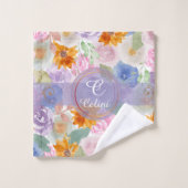 Elegant Sage Green Waterverf Floral Roos Pattern Bad Handdoek (Wasdoekje)