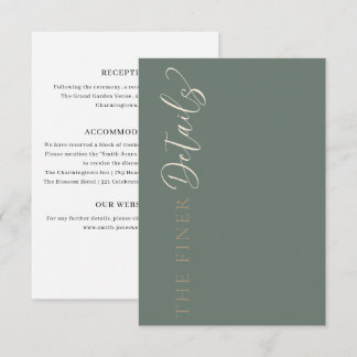Elegant Sage Green Wedding Details Informatiekaartje