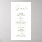 Elegant Sage Green Wedding Drinks Bar Menu Banner Poster (Voorkant)