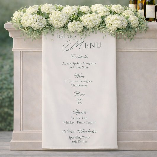 Elegant Sage Green Wedding Drinks Menu Sign  Spandoek