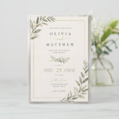 Elegant Sage Green Wedding Invitation | Minimalist (Debout devant)