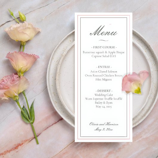 Elegant Sage Green Wedding Menu