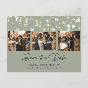Elegant Sage Green Wedding Photo Save the Date Aankondigingskaart