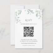 Elegant Sage Green Wedding QR Code Reply Online RSVP Kaartje (Voorkant)