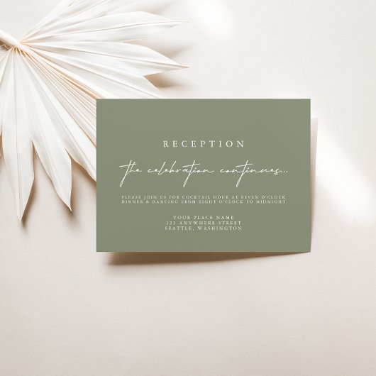 Elegant Sage Green Wedding Reception Kaarten RSVP Kaartje