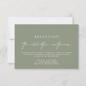 Elegant Sage Green Wedding Reception Kaarten RSVP Kaartje (Voorkant)