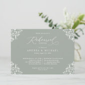 Elegant Sage Green Wedding Rehearsal Dinner Kaart (Staand voorkant)