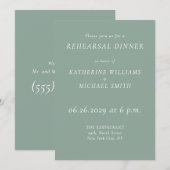 Elegant Sage Green Wedding Rehearsal Invitations (Devant / Derrière)