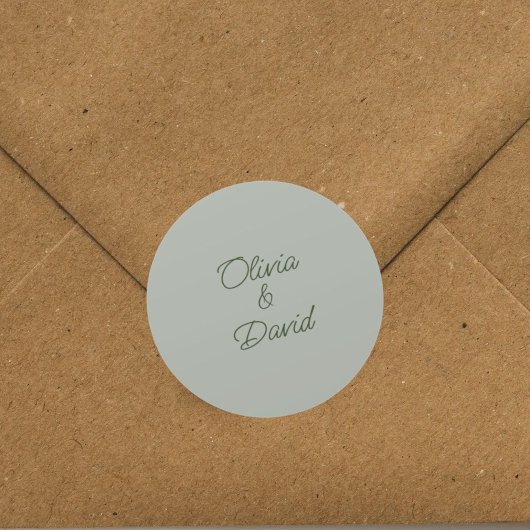 Elegant Sage Green Wedding Ronde Sticker