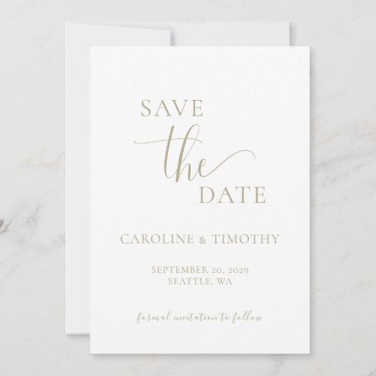 Elegant Sage Green Wedding Save the Date Kaart (Voorkant)