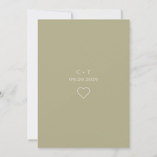 Elegant Sage Green Wedding Save the Date Kaart (Achterkant)