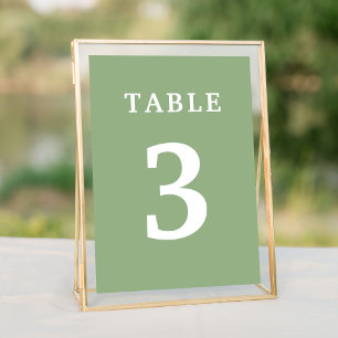 Elegant Sage Green Wedding Table Number Kaart
