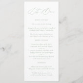 Elégant Sage Green & White Menu Mariage (Devant)