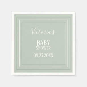 Elegant Sage Green White Modern Baby shower Servet