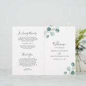 Elegant Sage Greenery Eucalyptus Wedding Programme (Staand voorkant)