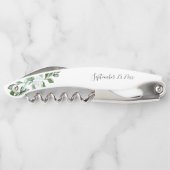 Elegant Sage Greenery Floral Script Wedding Kurkentrekker (Achterkant)