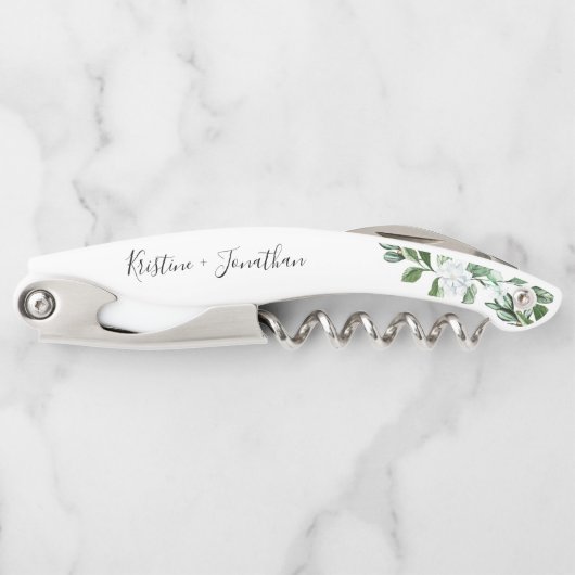 Elegant Sage Greenery Floral Script Wedding Kurkentrekker (Voorkant)