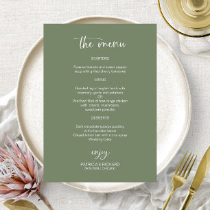 Elegant Sage Groen Bruiloft Menu Kaarten