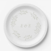 Elegant Sage Groen Bruiloft Papieren Bordje (Voorkant)