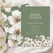 Elegant Sage Groen en Wit Bloemen Vrijgezellenfees Kaart