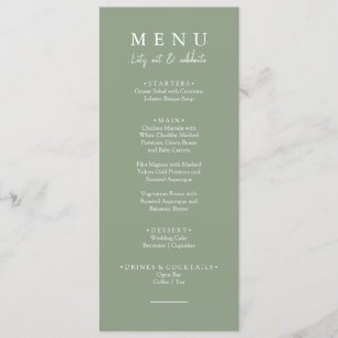 Elegant Sage Groen Modern Let's Eat Bruiloft Diner Menu