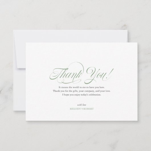Elegant Sage-groen script Bedankt (Voorkant)