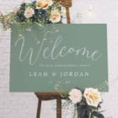 Elegant Sage Groen Script Engagement Party Welkom Poster
