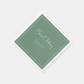 Elegant Sage Groen Script Minimalistische Bruiloft Servet (Hoek)