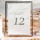 Elegant Sage Groen Script Trouwtafel Nummer Kaart