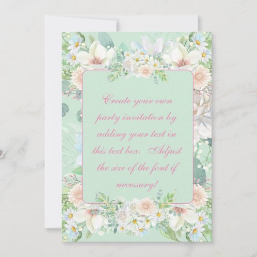 Elegant Sage Groene Pastel Bloemen Tuin Party Kaart (Voorkant)