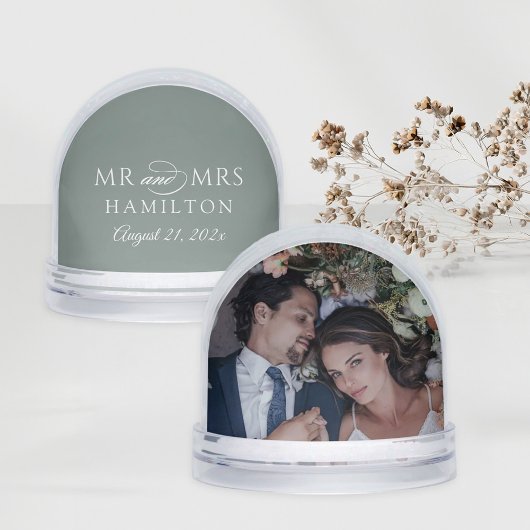 Elegant Sage Mr and Mrs Wedding Photo