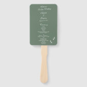 Elegant Sage Olive Groen Script Huwelijksprogramma Handwaaier (Voorkant)