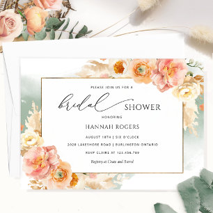 Elegant Sage, Peach en Blush Vrijgezellenfeest Inv Kaart