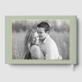 Elegant Sage Peacock Photo Mariage Livre d'invité (Verso)