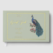 Elegant Sage Peacock Photo Mariage Livre d'invité (Recto)